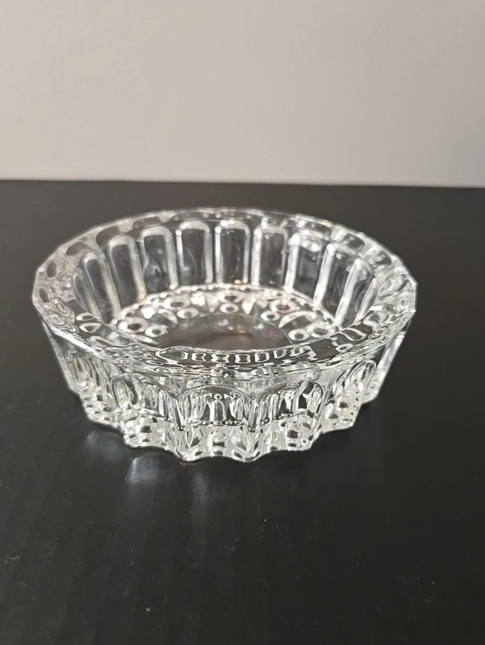Vintage KIG Indonesia Heavy 1.6 Lb. Clear Crtstal Ashtray Trinket  Candle Holder